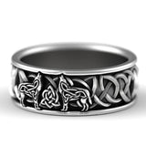 Vintage Viking Nordic Mythology Giant Wolf Men Ring Defense Totem Wolf Fashion Hip Hop Rock Unisex Finger Ring Punk Gift