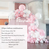 Pastel Baby Pink White Balloons Garland Arch 233pcs Chrome Silver  Balloon Baby Shower Birthday Wedding Anniversary Party Decor