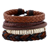 ZOSHI 4-6PC Vintage Multilayer Leather Bracelet For Men Fashion Braided Handmade Rope Wrap Bead Charm Woven Bracelets Male Gift