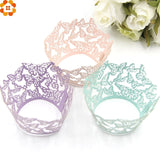 Christmas Gift 10PCS Lovely Butterfly Little Vine Lace Laser Cut Cupcake Paper Wrapper Liner Baking Cup Home/Wedding/Birthday Party Decoration