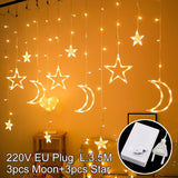 Star Moon Led Curtain Garland String Light Eid Mubarak Ramadan Decoration Islam Muslim Party Decor Eid Al Adha Gift Eid Mubarak