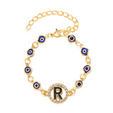 Christmas Gift Turkish Lucky Evil Eye Bracelet Gold Color Bangle Rhinestone Blue Eyes Letter Bracelet For Women Men Couple Gothic Jewelry