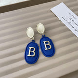 Cifeeo Korean New Style Simple Blue Bow Earrings Fashion Versatile Geometric Earrings Female Jewelry