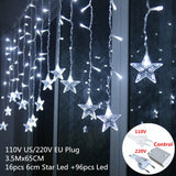 Christmas Gift Star Curtain Garland on The Window String Lights Fairy Lights Wedding New Year Christmas Decorations for Home Bedroom Window