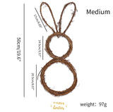 New Easter Bunny Wreath Decoration DIY Folded Rattan Wreath Base Easter Decorations For Home Handmade Rabbit Farmhouse Decor