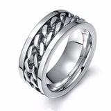 Cifeeo Christmas Gift 8mm Spinner Ring For Men Stainless Steel Cuba Chain Wedding Men's Anti Stress Jewelry