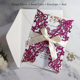 50pcs Glitter Paper Laser Cut Wedding Invitation Card Personalized Greeting Cards With Ribbon Wedding Decor Party Supplies