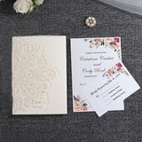 10pcs European Laser Cut Wedding Invitations Card 3D Tri-Fold Diamond Ring Elegant Greeting Card Wedding Party Favor Decoration