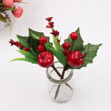 1Pcs Christmas Decor Artificial Flower Stamens Pearl Branches Mixed Berry For Wedding Decoration DIY Gift Box Craft Fake Flowers