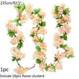 Christmas Gift Wisteria Artificial Flower Vine Ivy Leaf Garland Silk Rose Flowers Rattan String Vine Wedding Arch Flower Home Garden Decoration