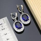 Cifeeo  Earrings Of Blue Stone White Crystal Silver 925 Jewelry For Bridal Decoration Fashion Jewelry