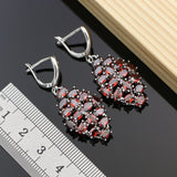 Cifeeo  Natural Red Garnet Beads Jewelry Set For Women Wedding Bohemian Earring Birthstone Necklace Set