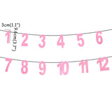 WEIGAO 1st Birthday Party Photo Garland Baby Shower First Birthday Girl Boy Party Monthly Picture 1-12 Months Photo Props 1 Year