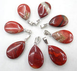 24pcs Natural Pink Quartz Crystal Agates Tiger eye Stone Malachite Water Drop Shape Pendant for DIY Jewelry Making