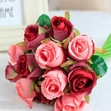 Christmas Gift 1 Bouquet Artificial Rose Bouquet Decorative Silk Flowers Bride Bouquets for Wedding Home Party Decoration Wedding Supplies1