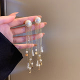 Back to school New Arrival Fashion Drop Earrings Pearl Trendy Water Drop Women Dangle Earrings Long Tassle Female Jewelry