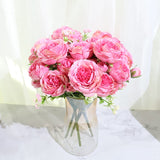 Christmas Gift Best Selling Beautiful Rose Peony Artificial Silk Flowers Small White Bouquet Home Party Winter Wedding Decoration Fake Flowers