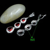 Cifeeo  Bridal Long Earrings Red Cubic White Water Drop Earrings For Women