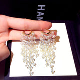 Super Fashion Shine Glamour Temperament Earrings Long Flash Temperament Elegant Fashion Trendy Luxury Jewelry