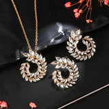 High Quality Black CZ Crystal Wedding Necklace &Earring &Ring 3 Set Gold Color Pendant Jewlery Set Gift Wholesale Jewelry Sets