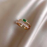 new luxury green opening adjustable women's ring retro classic  accessories wedding party jewelry girl's sexy rings