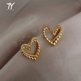 2023  New Design Unusual Hollowed Out Love Earrings For Woman Fashion Korean Jewelry Wedding Party Girl's Luxurious Earrings