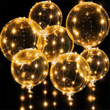 5pcs Clear Bobo Balloon Glow Bubble Ballon with LED String Lights for Valentines Day Christmas Wedding Birthday Party Decoration