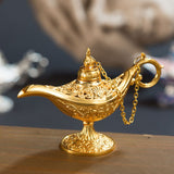 Christmas Gift 1PC Aladdin Lamp Traditional Hollow Out Fairy Tale Magic Aladdin Wishing Lamp Tea Pot Vintage Retro Home Decoration Accessories