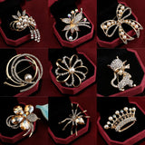 ZOSHI Fashion Jewelry Gold color Brooch Pins Austria Crystals Imitation Pearl Flower Brooch Wedding Accessories Vintage