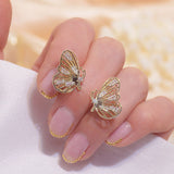 Luxury Hollow Butterfly Women Earring Bling Zircon Dazzling Stud Earring Wedding Engagement Jewelry Gift