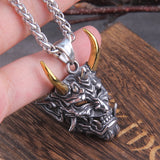 Vikings Jewelry Never Fade Stainless Steel Satanic Demon Men Necklace