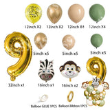 33pcs Avocado Green Metal Gold Balloon Kit With Figure Balloons For Kids Birthday Jungle Safari Party Decor DIY Home Supplies