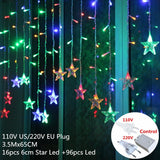 Christmas Gift Star Curtain Garland on The Window String Lights Fairy Lights Wedding New Year Christmas Decorations for Home Bedroom Window