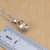 Cifeeo  Silver 925 Bridal Jewelry Champagne Zircon Jewelry Sets For Women Earrings/Pendant/Necklace/Rings/Bracelet