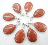 24pcs Natural Pink Quartz Crystal Agates Tiger eye Stone Malachite Water Drop Shape Pendant for DIY Jewelry Making