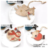 Christmas Gift 3PCS/Lot Multi Styles Printed Christmas Wooden Pendants Ornaments Wood Craft Gifts DIY Hanging Ornaments Christmas Decorations