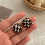 Cifeeo Hot Selling Delicate Enamel Cotton Plaid Drop Earrings Winter Trendy Cloth Resin Pompon Wood Flower Earrings For Women Gifts