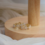 Cifeeo Trendy Round Shape 14K Real Gold Plated Crystal Pearl Flowers Hoop Earrings for Women Girl AAA Zircon Jewelry S925 Silver Needle