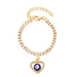 Christmas Gift Turkish Lucky Evil Eye Bracelet Gold Color Bangle Rhinestone Blue Eyes Letter Bracelet For Women Men Couple Gothic Jewelry