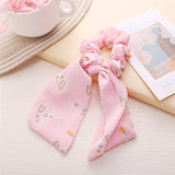 Cifeeo Fashion Colorful Bow Satin Long Ribbon Women Hair Scrunchies Scarf Ponytail Holder Elastic Hair Bands Hair Accessories