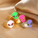 Alien ring cute rings for women female punk style jewelry hip hop jewellry