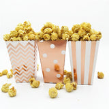 Christmas Gift 12 Gold Foil Chevron Popcorn Boxes Baby Shower Bridal Wedding Birthday Christmas Party Treat Boxes Candy Buffet Bags
