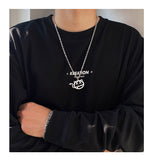 Little Devil Necklace Hollow Titanium Steel Sweater Chain Long Wild Pendant Keel Pendant necklace for women men