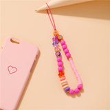 Cifeeo Ins Trendy Colorful Smiling Beads Chain Mobile Phone Chain Anti-lost Handmade Acrylic Cord Lanyard for Women Gifts