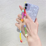 Cifeeo Ins Trendy Colorful Smiling Beads Chain Mobile Phone Chain Anti-lost Handmade Acrylic Cord Lanyard for Women Gifts