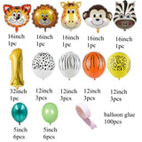 Christmas Gift New! 31pcs Jungle Safari Party Balloons Animal Digital Balloon for Kids Birthday Safari Party Decoration Forest Party Supplies