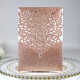 50pcs/lot Laser Cut Glitter Paper Wedding Invitations Card Diamond Design Custom Greeting Card Birthday Wedding Favor Decoration