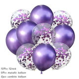 10Pcs Metal Latex Balloons Confetti Balloon Set For Wedding Birthday Party Balloon Decoration Baby Shower Helium Balloons