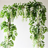 Christmas Gift Wisteria Artificial Flower Vine Ivy Leaf Garland Silk Rose Flowers Rattan String Vine Wedding Arch Flower Home Garden Decoration