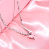 Cifeeo Fashion Bling Crystal Tennis Chain Choker Necklace for Women Gold Silver Color 7 Butterfly Cherry Pendant Necklace Party Jewelry